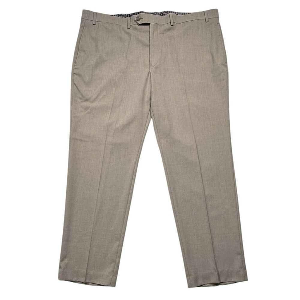 Lauren Ralph Lauren Mens 42x30 Beige Dress Pants Flat Front Stretch Trousers